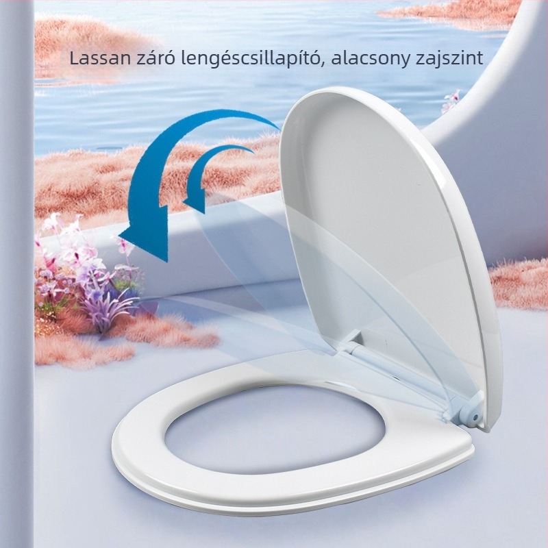 WC-fedél univerzális illeszkedés, egygombos gyorskioldó, U-formájú kialakítás, csillapítóval lágy zárás, PP lemez, a furatok közötti távolság 11 cm, állítható rögzítőlyukak