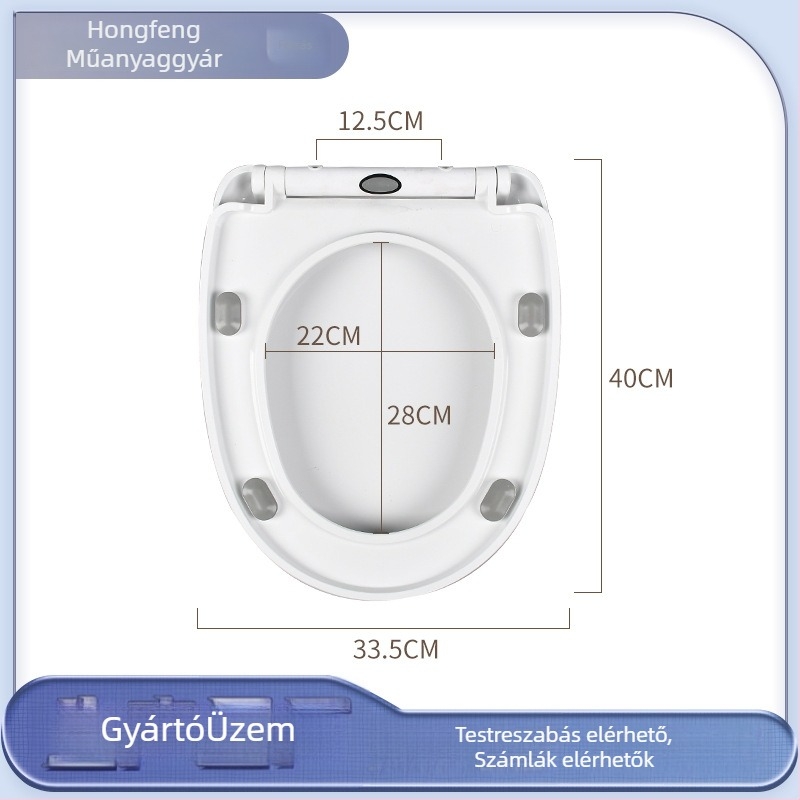 WC-fedél univerzális illeszkedés, egygombos gyorskioldó, U-formájú kialakítás, csillapítóval lágy zárás, PP lemez, a furatok közötti távolság 11 cm, állítható rögzítőlyukak