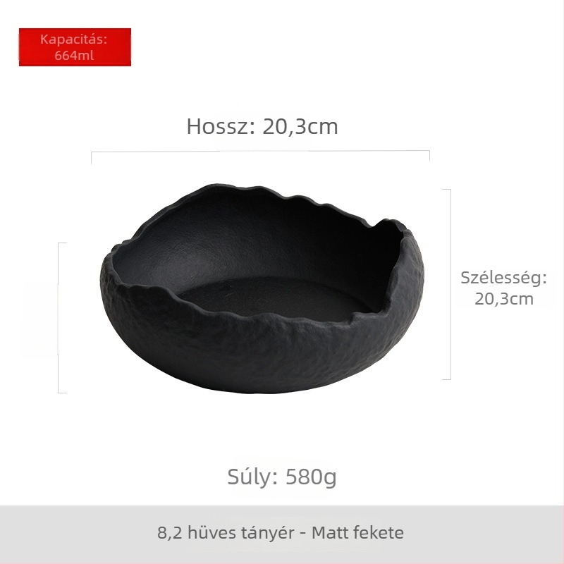 Porcelán tál rendhagyó formával, modern minimalista stílusú, mikrohullámú sütőben használható, levesekhez, desszertekhez és gyümölcssalátákhoz