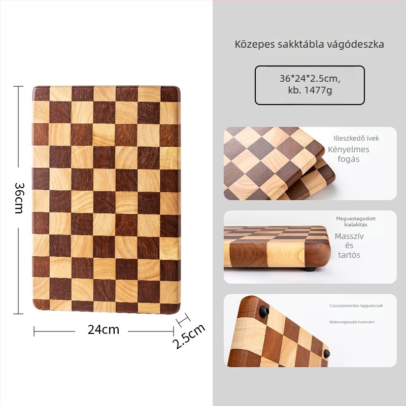 Kreatív kockás vágódeszka, faanyagból készült konyhai deszka gyümölcsök és ételek előkészítéséhez