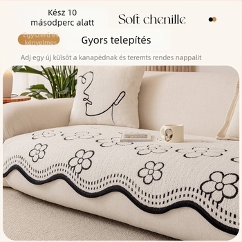 Kanapéhuzat csúszásmentes, szabálytalan élű, fleece anyagú, univerzális illeszkedés, minimalist stílus