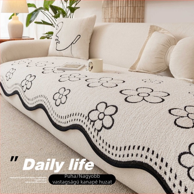 Kanapéhuzat csúszásmentes, szabálytalan élű, fleece anyagú, univerzális illeszkedés, minimalist stílus