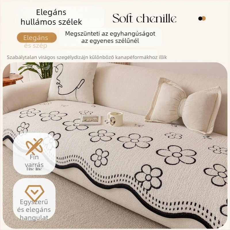 Kanapéhuzat csúszásmentes, szabálytalan élű, fleece anyagú, univerzális illeszkedés, minimalist stílus