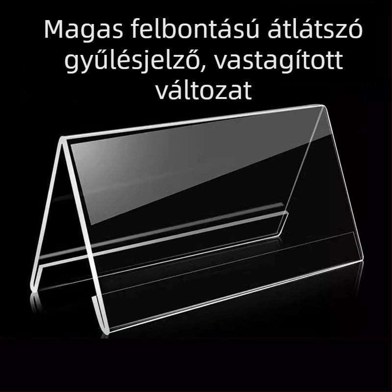 Diák névjegy, V-alakú háromszögű üléshez (akril; kiállítási állvány; asztali kijelző)