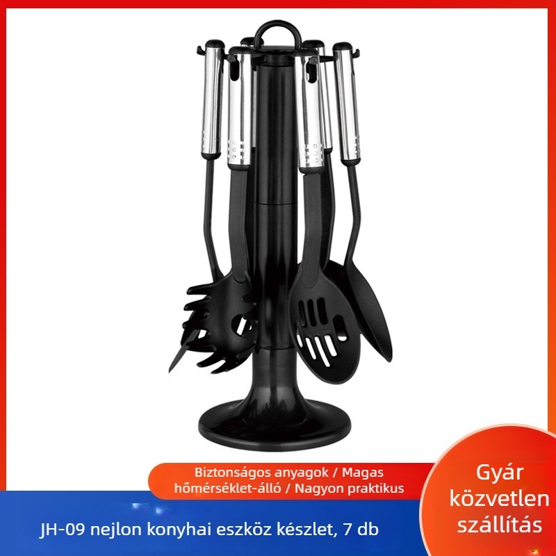 JH-09 Nylon konyhai eszközök, 7 részes készlet – spatulák nylonból antiadhéziós serpenyőkhöz