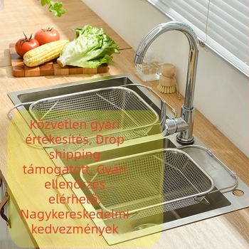 Teleszkópos rozsdamentes acél konyhai mosogató lefolyókosár — modern dizájn, testreszabás elérhető, magáncímkés