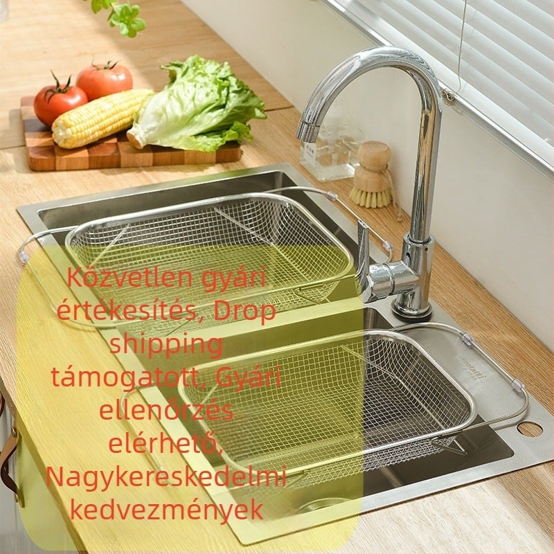 Teleszkópos rozsdamentes acél konyhai mosogató lefolyókosár — modern dizájn, testreszabás elérhető, magáncímkés