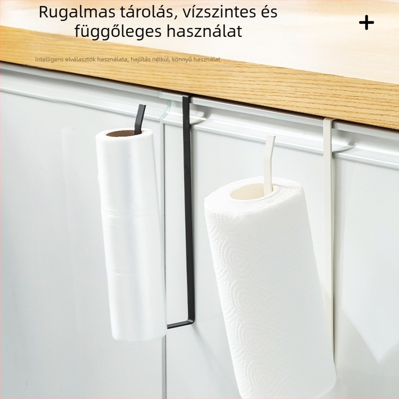Konyhai fém törölköző- és rongytartó, falra szerelhető, többfunkciós, mozgatható, telepítés nélkül