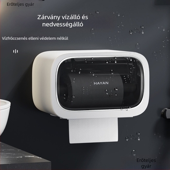 Fali vécépapír-díszítő adagoló tolható dobozzal, modern minimalista stílus, modell elzjh03, anyagok: PET panel/keret, ABS alsó burkolat, NdFeB mágnes, PVC görgő