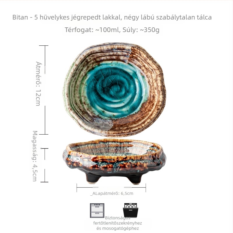 Aszimmetrikus magas lábú porcelán desszerttálak, japán stílus, ajándékra kész, logónyomtatás lehetséges