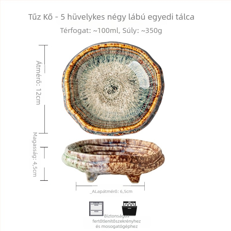 Aszimmetrikus magas lábú porcelán desszerttálak, japán stílus, ajándékra kész, logónyomtatás lehetséges