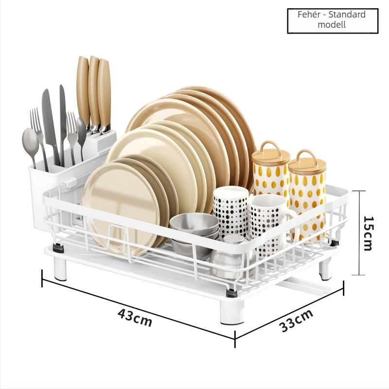 Xinshang Home Vasból készült csepegtető állvány – modern, egyszerű konyhai tároló tálakhoz és evőeszközökhöz