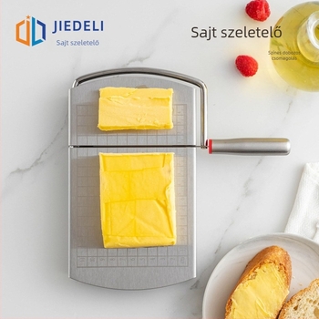 Rozsdamentes acél sajtvágó kés mérő skálával – többszörös funkciójú szeletelő sajt, vaj és sonka számára