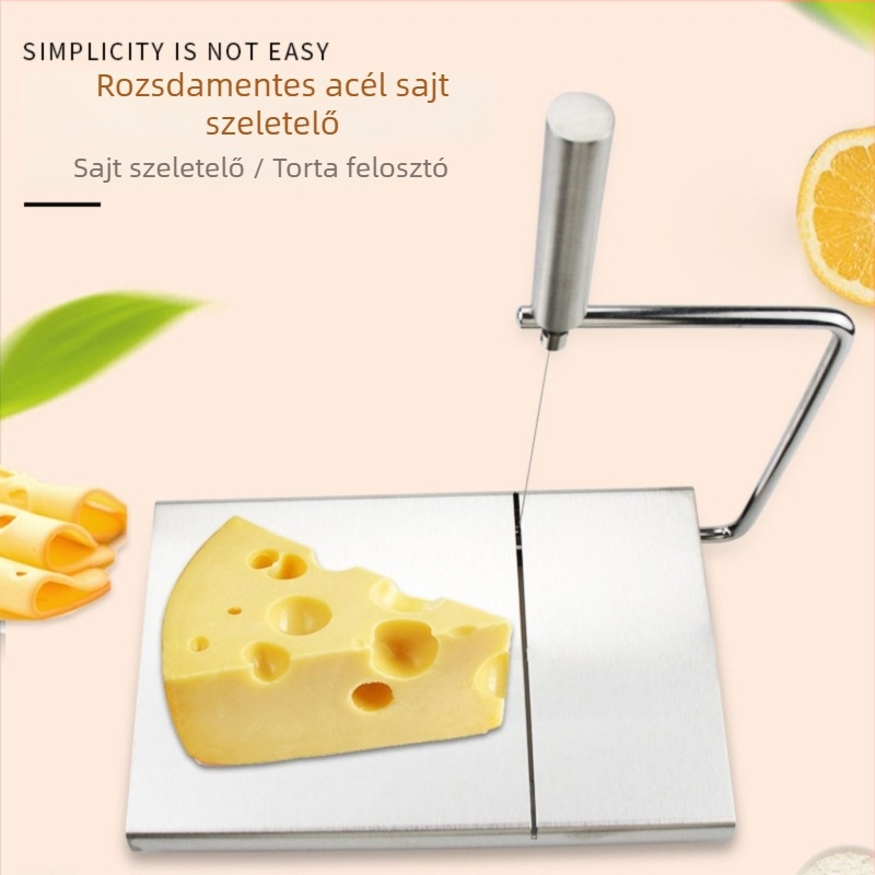 Rozsdamentes acél sajtvágó kés mérő skálával – többszörös funkciójú szeletelő sajt, vaj és sonka számára