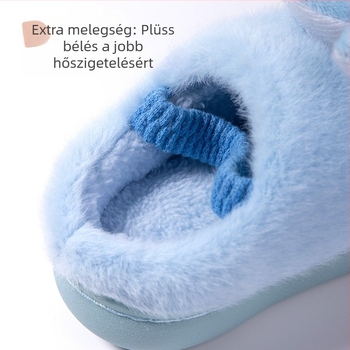 Gyermek pamut papucs hátul rögzítő pánttal – meleg plüss felsőrész, mesefigurás mintázat, TPR talp, 1–6 éveseknek