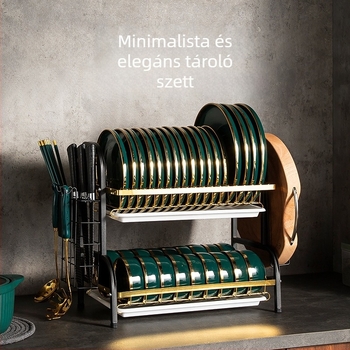 Tányérszárító állvány – karbonacél, modern könnyed stílus, Shiboya (Brand: Shiboya, Anyag: Karbonacél, Stílus: Modern egyszerűség, Piaci debütálás: 2021)