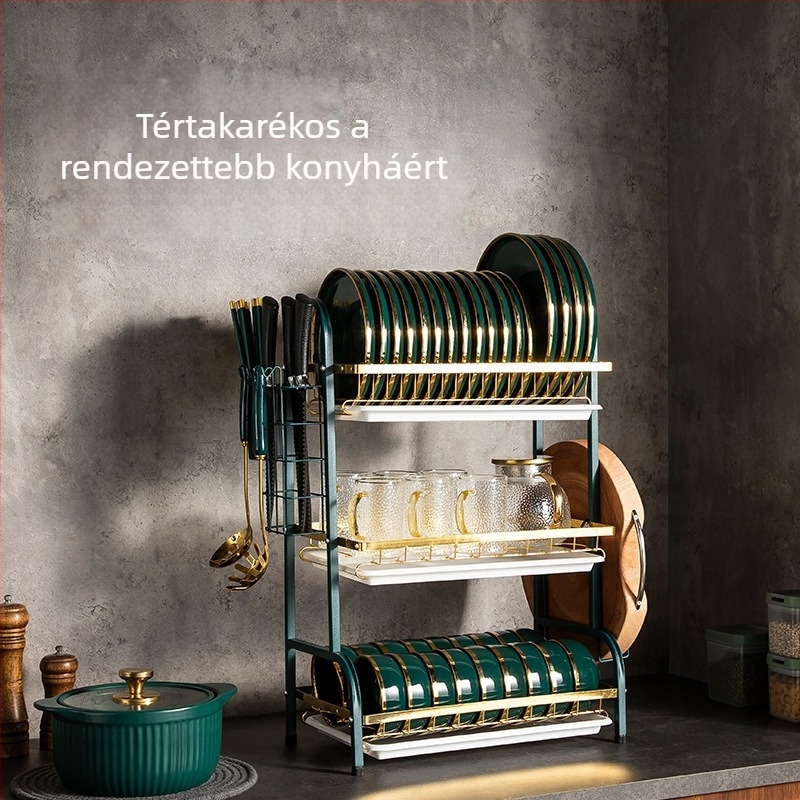 Tányérszárító állvány – karbonacél, modern könnyed stílus, Shiboya (Brand: Shiboya, Anyag: Karbonacél, Stílus: Modern egyszerűség, Piaci debütálás: 2021)