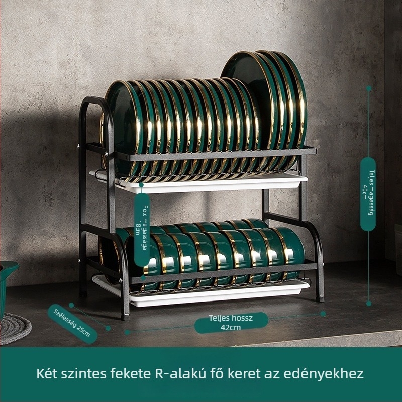 Tányérszárító állvány – karbonacél, modern könnyed stílus, Shiboya (Brand: Shiboya, Anyag: Karbonacél, Stílus: Modern egyszerűség, Piaci debütálás: 2021)