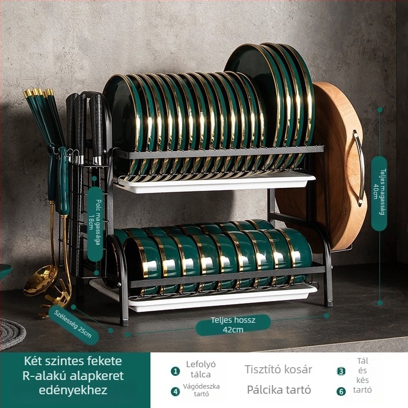 Tányérszárító állvány – karbonacél, modern könnyed stílus, Shiboya (Brand: Shiboya, Anyag: Karbonacél, Stílus: Modern egyszerűség, Piaci debütálás: 2021)