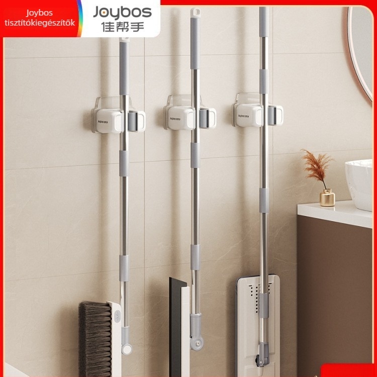 Falas mop tartó klipsz, fúrás nélküli telepítés, műanyag, modell JBS-TBKZ-Q21G-JWT