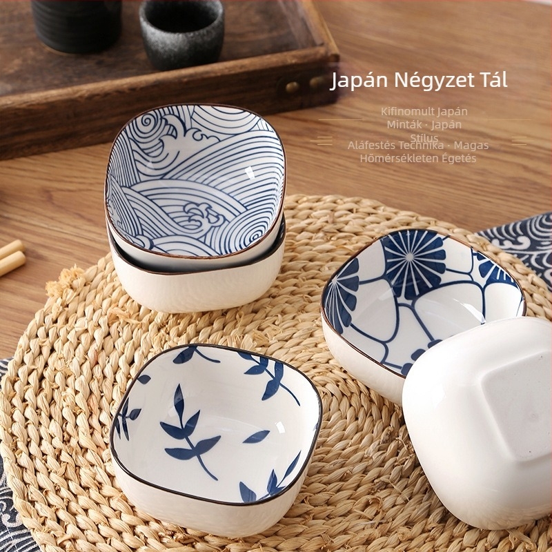 Kerámiából készült négyszögletes fűszertál, csíkos mintázat, retro stílus, alglazúros felület, mikrohullámú sütőben használható, testreszabható