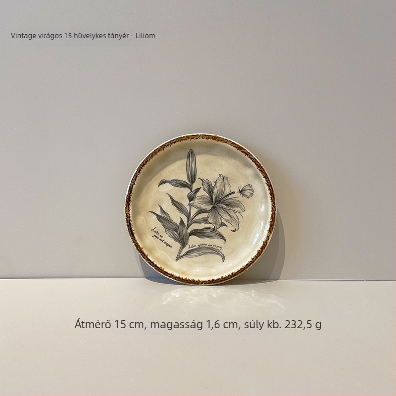 Kerámiás desszerttál retro stílusban, kör alakú, aláglazúros felülettel