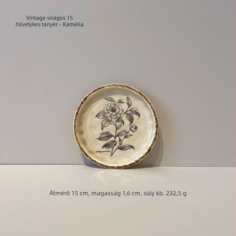 Kerámiás desszerttál retro stílusban, kör alakú, aláglazúros felülettel