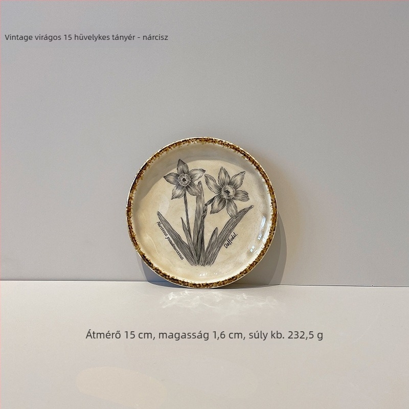 Kerámiás desszerttál retro stílusban, kör alakú, aláglazúros felülettel