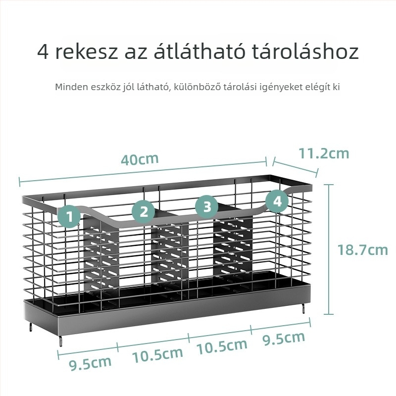 Guannian Mozgatható fém konyhai edény- és eszköztároló – többfunkciós, szerelés nélkül, modern minimál stílus