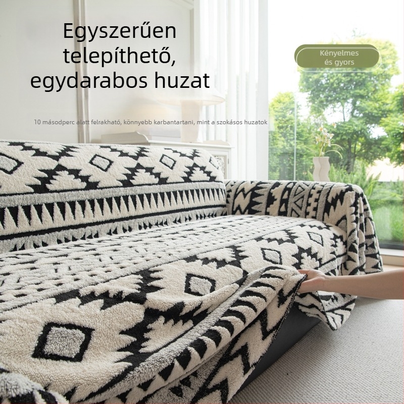 Amerikai stílusú sarokkanapé huzat, plüss anyag, kockás mintázat, testreszabott feldolgozás