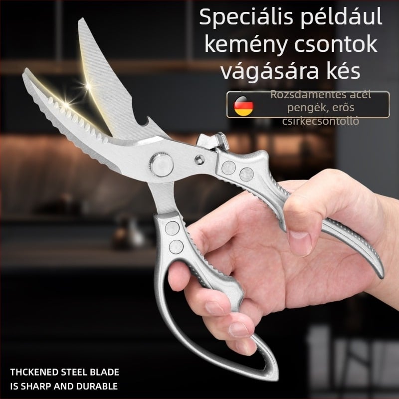 4MM-es nehéz konyhai olló madárcsontokhoz – Rozsdamentes acél, többfunkciós, csontvágó olló csirke, kacsa, lud és hal számára