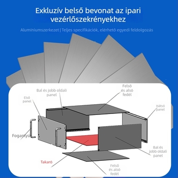 Szerverház panel – alumínium ötvözet, MicroATX kompatibilis, USB 2.0 előlapi csatlakozó, tömeg 1 kg, méret 430 mm