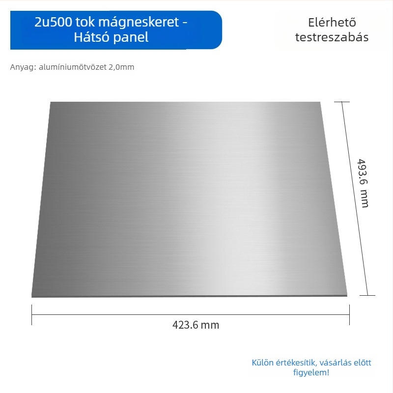 Szerverház panel – alumínium ötvözet, MicroATX kompatibilis, USB 2.0 előlapi csatlakozó, tömeg 1 kg, méret 430 mm