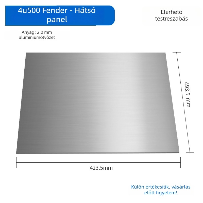 Szerverház panel – alumínium ötvözet, MicroATX kompatibilis, USB 2.0 előlapi csatlakozó, tömeg 1 kg, méret 430 mm
