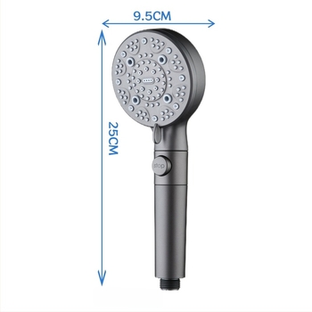 Szállítható ABS zuhanyfej, modell C-2501, csavaros felszerelés, kerek kialakítás, modern minimalist design; funkciók: permetezés, masszázs, buborékok, eső; testreszabás elérhető