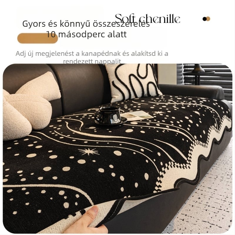 Szabálytalan alakú kanapé párnahuzat, Chenille anyag, Csillagok az égen minted mintázat, Európai stílus, Szövetes dizájn szekcionált kanapóhoz