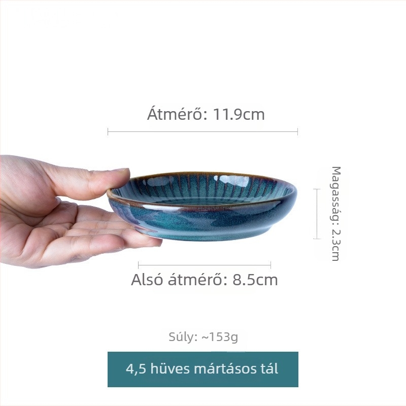 Porcelán étkészlet — kerámia tálak és tányérok, kerek formájú, mikrohullámú sütőben használható, kemencés máz felület, könnyű luxus retro stílus