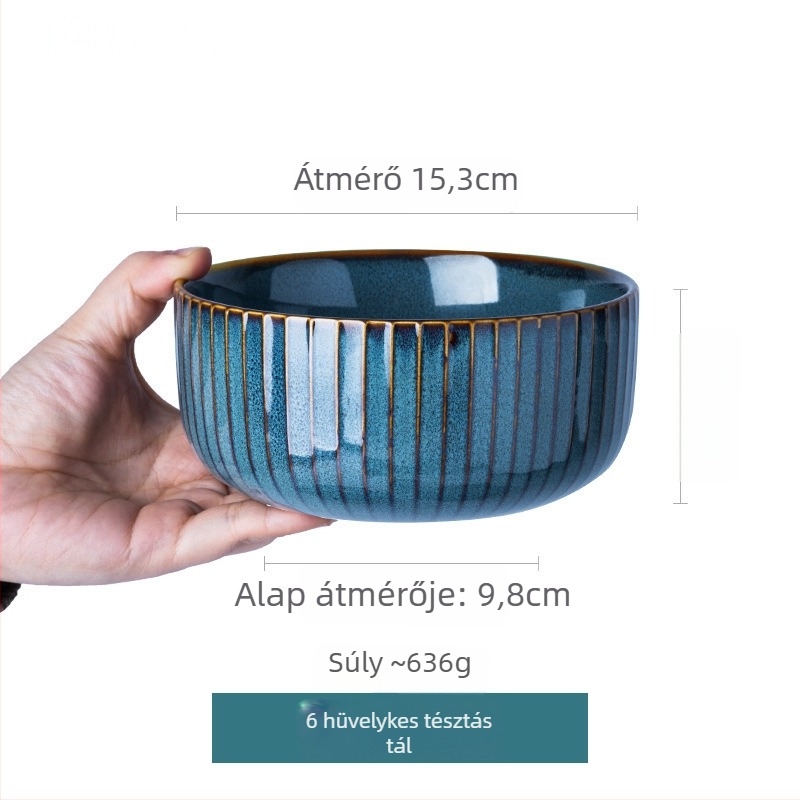 Porcelán étkészlet — kerámia tálak és tányérok, kerek formájú, mikrohullámú sütőben használható, kemencés máz felület, könnyű luxus retro stílus