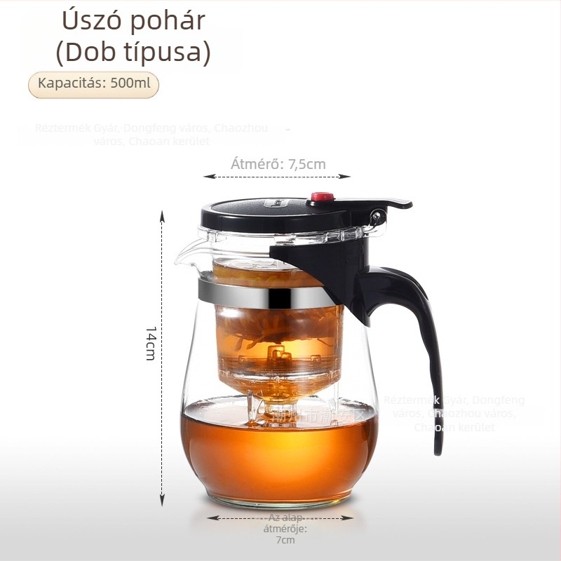 Üveg teáskanna beépített szűrővel – hőálló, modern minimalista kialítás
