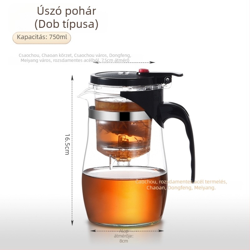 Üveg teáskanna beépített szűrővel – hőálló, modern minimalista kialítás