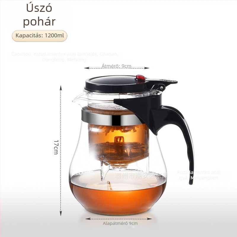 Üveg teáskanna beépített szűrővel – hőálló, modern minimalista kialítás