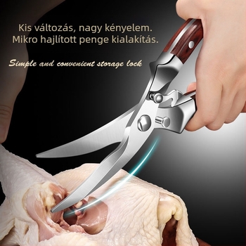 Többfunkciós konyhai csontolló 430 rozsdamentes acél pengével és fa fogantyúval, AKL márka, privát címkézésre alkalmas, piacra kerülés 2024