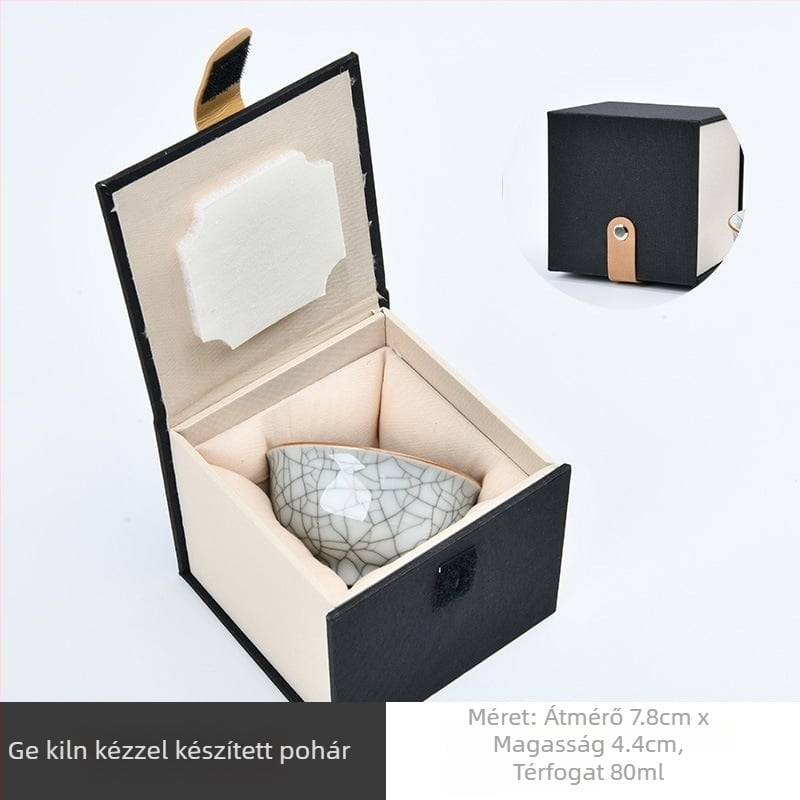 Dehua porcelán teáscsésze készlet, új kínai stílusú ajándékdoboz, monokróm máz