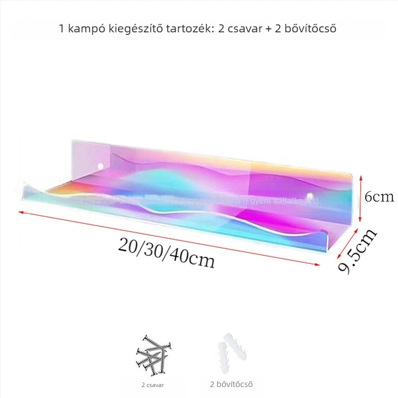 Akril falra szerelhető tároló ékszerekhez és sminkhez | 1 réteg, csavaros rögzítés