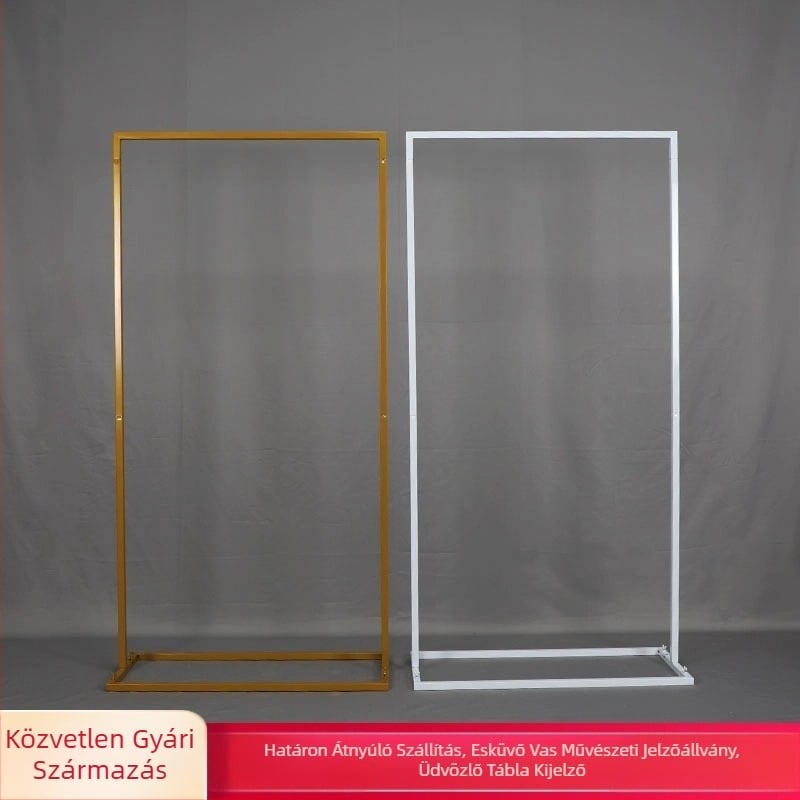 Vasból készült esküvői üdvözlő tábla négyszögletes ív kiállítóállvánnyal — Boyu márka, kartoncsomagolás, testreszabható, esküvőkre