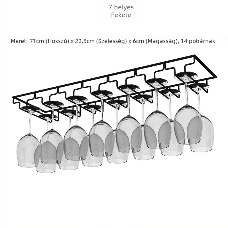 Fordított falra szerelhető boros pohár tartó – vasdrót, modern egyszerű stílus