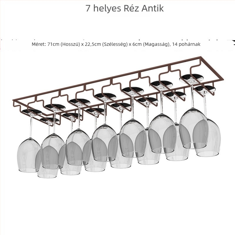 Fordított falra szerelhető boros pohár tartó – vasdrót, modern egyszerű stílus