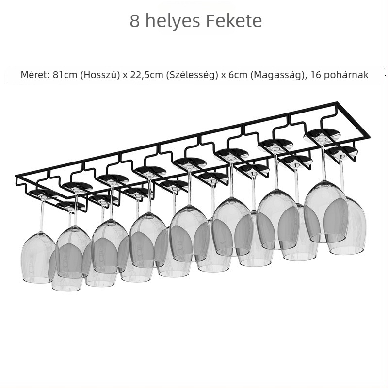 Fordított falra szerelhető boros pohár tartó – vasdrót, modern egyszerű stílus