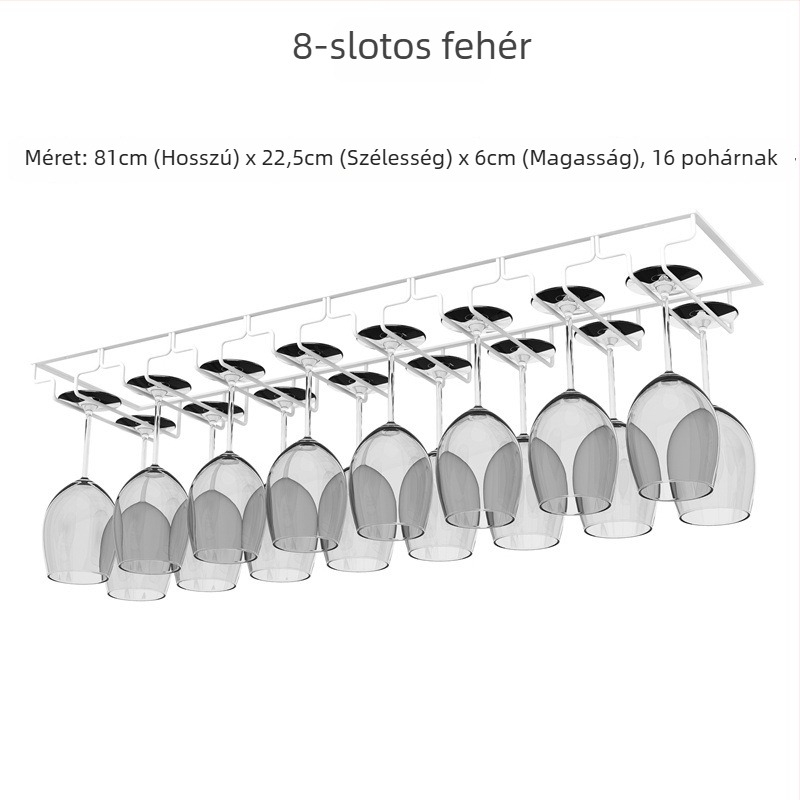 Fordított falra szerelhető boros pohár tartó – vasdrót, modern egyszerű stílus
