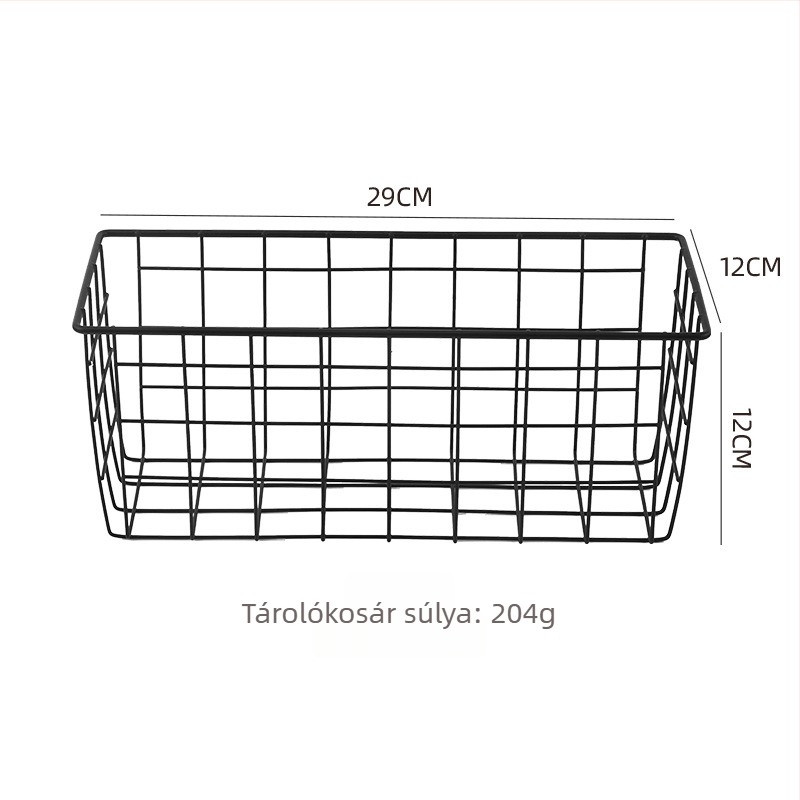 kovácsoltvasból készült tárolókosár asztali rendezéshez, modern minimalista stílus, vasdrót